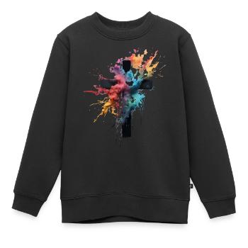 Conception de croix Christianisme chrétien et orthodoxe - Sweat Premium enfant bio - noir - Devant - AI Model Kid Female (0cm)