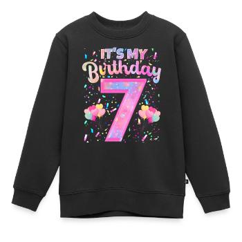 Mein 7. Geburtstag 7 Jahre Mädchen Geschenk Sieben - Kinder Premium Organic Sweatshirt - Schwarz - Vorne - AI Model Kid Female (0cm)