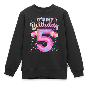 Mon 5e anniversaire 5 ans fille cadeau cinq - Sweat Premium enfant bio - noir - Devant - AI Model Kid Female (0cm)