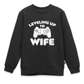 Befördert zur Ehefrau Gamer, der zur Ehefrau aufsteigt - Kinder Premium Organic Sweatshirt - Schwarz - Vorne - AI Model Kid Female (0cm)