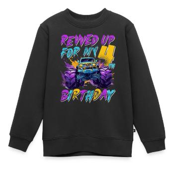4ème cadeau d’anniversaire Monster Truck 4 ans garçon - Sweat Premium enfant bio - noir - Devant - AI Model Kid Female (0cm)