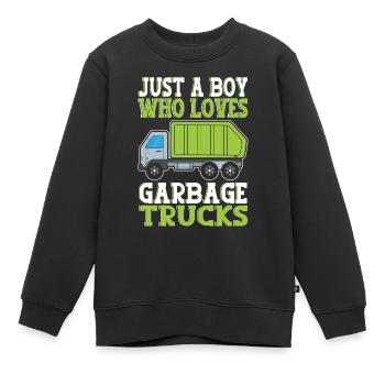 Just A Boy Who Loves Garbage Trucks - Kinder Premium Organic Sweatshirt - Schwarz - Vorne - AI Model Kid Female (0cm)