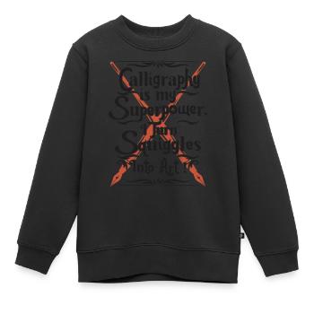 ist meine Superkraft. Ich verwandle Kringel in Kunst! - Kinder Premium Organic Sweatshirt - Schwarz - Vorne - AI Model Kid Female (0cm)