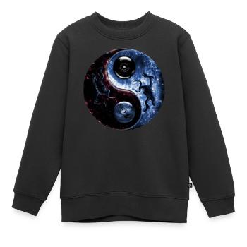 Yin Yang - Sweat Premium enfant bio - noir - Devant - AI Model Kid Female (0cm)