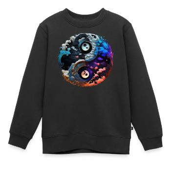 Yin Yang - Sweat Premium enfant bio - noir - Devant - AI Model Kid Female (0cm)