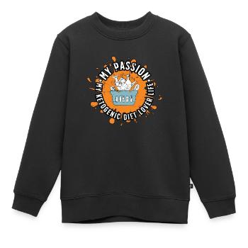 Amoureux du régime cétogène Ma passion Mon régime pauvre en glucides - Sweat Premium enfant bio - noir - Devant - AI Model Kid Female (0cm)