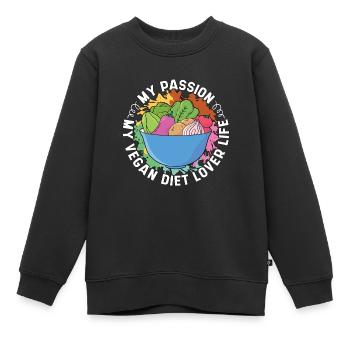Vegan Diet Lover My Passion My Veganism Meatless - Kids Premium Organic Sweatshirt - black - Front - AI Model Kid Female (0cm)