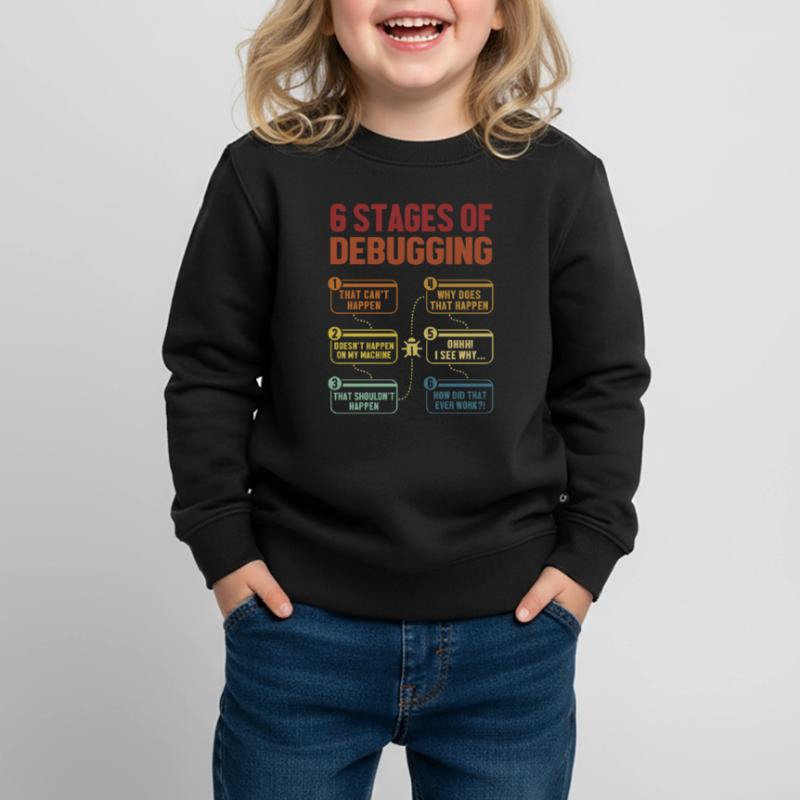 6 Stages of Debugging Softwareingenieur Coder Kinder Premium Organic Sweatshirt