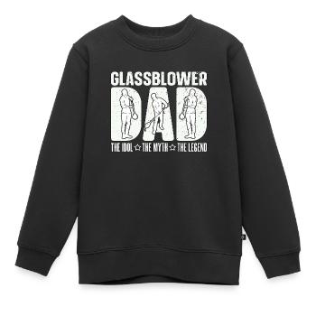 Souffleur de verre Papa L’idole Le mythe Le verrier - Sweat Premium enfant bio - noir - Devant - AI Model Kid Female (0cm)