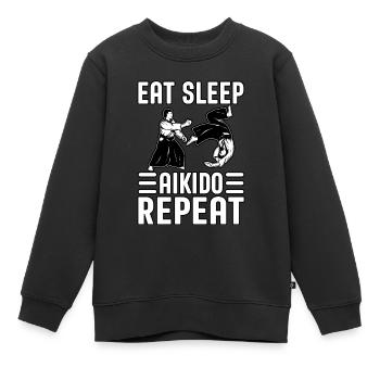 Manger Dormir Aïkido Répéter - Sweat Premium enfant bio - noir - Devant - AI Model Kid Female (0cm)