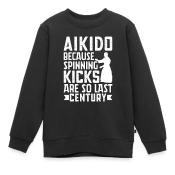 Aikido, weil Tritte so aus dem letzten Jahrhundert stammen - Kinder Premium Organic Sweatshirt - Schwarz - Vorne - AI Model Kid Female (0cm)