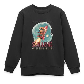 Astronaut Schulkind Personalisierbar Einschulung - Kinder Premium Organic Sweatshirt - Schwarz - Vorne - AI Model Kid Female (0cm)