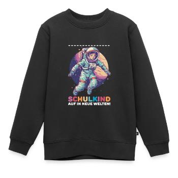 Schulkind Astronaut Personalisierbar Einschulung - Kinder Premium Organic Sweatshirt - Schwarz - Vorne - AI Model Kid Female (0cm)