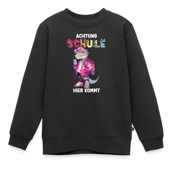 Dino Name Personalisierbar Einschulung Schule - Kinder Premium Organic Sweatshirt - Schwarz - Vorne - AI Model Kid Female (0cm)