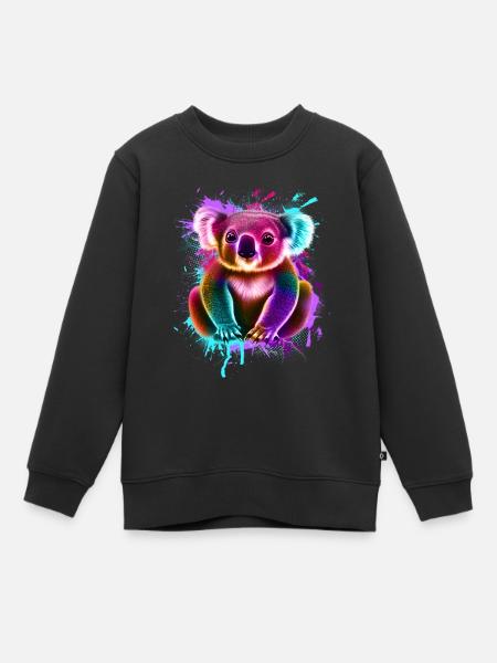 Koala Graffiti Bunt - Kinder Premium Organic Sweatshirt - Schwarz