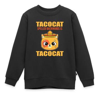 Tacocat Spelled Backwards Miezekatze Kätzchen - Kinder Premium Organic Sweatshirt - Schwarz - Vorne - AI Model Kid Female (0cm)