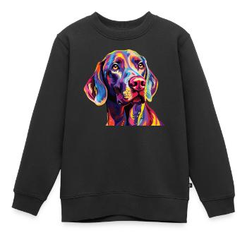 Aquarelle Braque de Weimar coloré - Sweat Premium enfant bio - noir - Devant - AI Model Kid Female (0cm)