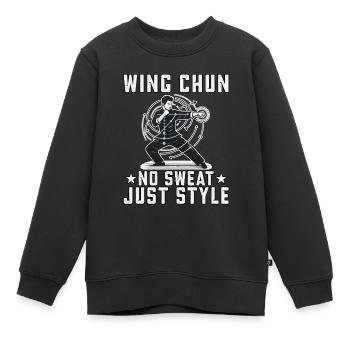 Wing Chun : pas de transpiration, juste du style - Sweat Premium enfant bio - noir - Devant - AI Model Kid Female (0cm)