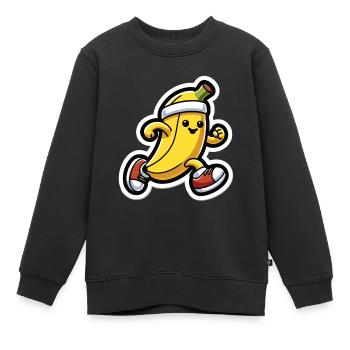 Banana at a running pace - Kids Premium Organic Sweatshirt - black - Front - AI Model Kid Female (0cm)