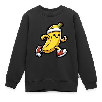 Banana at a running pace - Kids Premium Organic Sweatshirt - black - Front - AI Model Kid Female (0cm)