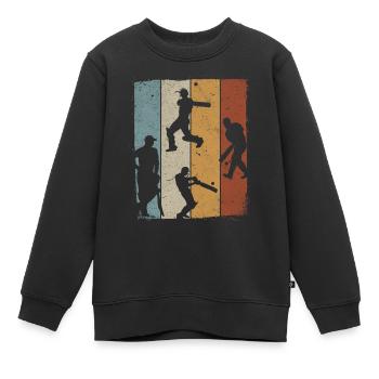 Cricket Retro Cricket Silhouettes Cricket - Sweat Premium enfant bio - noir - Devant - AI Model Kid Female (0cm)