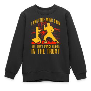 Je pratique le Wing Chun pour ne pas frapper les gens - Sweat Premium enfant bio - noir - Devant - AI Model Kid Female (0cm)