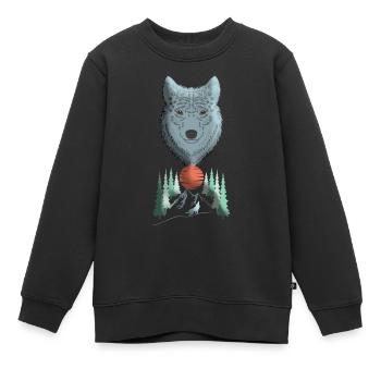 Wolfskopf Tier Motiv Aufdruck mit Wolf - Kinder Premium Organic Sweatshirt - Schwarz - Vorne - AI Model Kid Female (0cm)