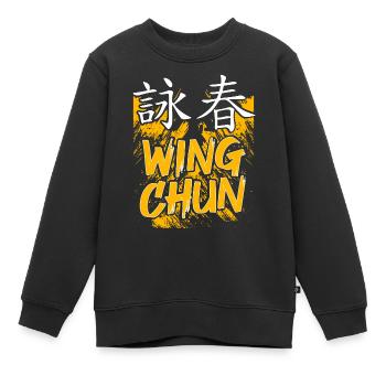 Wing Chun - Sweat Premium enfant bio - noir - Devant - AI Model Kid Female (0cm)