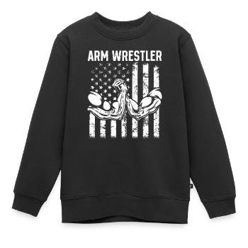 Bras de fer Bras de fer Bras de fer Drapeau américain - Sweat Premium enfant bio - noir - Devant - AI Model Kid Female (0cm)