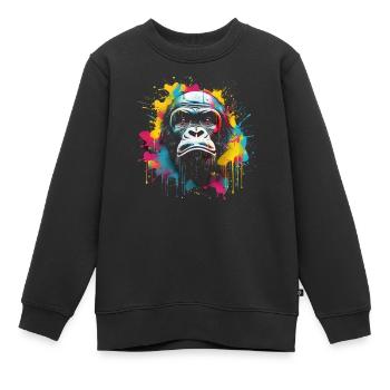 Gorilla bunt - Kinder Premium Organic Sweatshirt - Schwarz - Vorne - AI Model Kid Female (0cm)