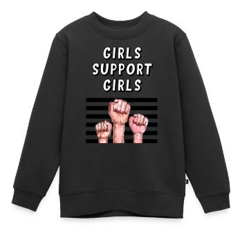 Mädchen unterstützen Mädchen - Kinder Premium Organic Sweatshirt - Schwarz - Vorne - AI Model Kid Female (0cm)