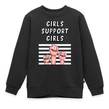 Mädchen unterstützen Mädchen - Kinder Premium Organic Sweatshirt - Schwarz - Vorne - AI Model Kid Female (0cm)