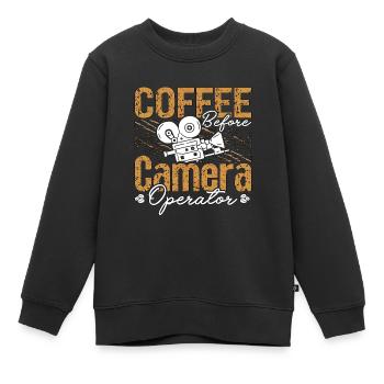 Caméraman Vidéaste Amateur de café - Sweat Premium enfant bio - noir - Devant - AI Model Kid Female (0cm)