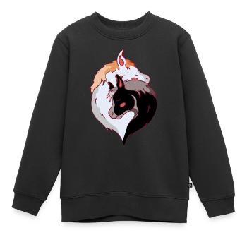 Pferde Pferd Ross Pony Stute Fohlen Reiterin Ross - Kinder Premium Organic Sweatshirt - Schwarz - Vorne - AI Model Kid Female (0cm)