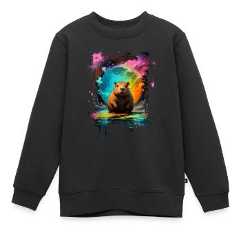 Capybara - Sweat Premium enfant bio - noir - Devant - AI Model Kid Female (0cm)