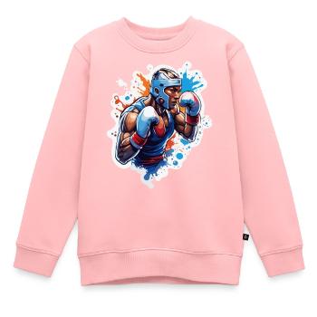 Boxeur / Sports / Combat / Arène / Ring de boxe / Poings - Sweat Premium enfant bio - rose - Devant - AI Model Kid Female (0cm)