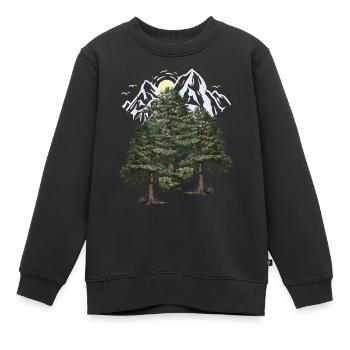 Wildnis Gebirge Natur Wald Kiefern Tannen Bäume - Kinder Premium Organic Sweatshirt - Schwarz - Vorne - AI Model Kid Female (0cm)