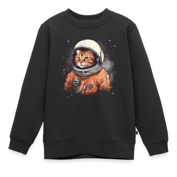 red cat in astronaut suit in space - Kids Premium Organic Sweatshirt - black - Front - AI Model Kid Female (0cm)