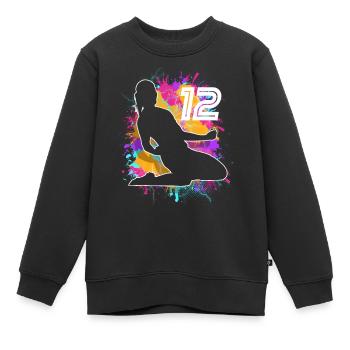 Football Femme Football 12e anniversaire - Sweat Premium enfant bio - noir - Devant - AI Model Kid Female (0cm)