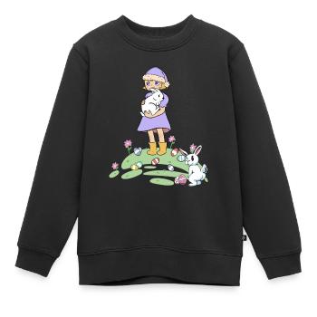 Pâques lapin enfants lapin oeufs de Pâques oeufs - Sweat Premium enfant bio - noir - Devant - AI Model Kid Female (0cm)