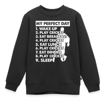 Plan de jour de cricket Joueur de cricket Cricket - Sweat Premium enfant bio - noir - Devant - AI Model Kid Female (0cm)