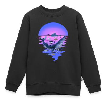 animaux marins, mammifères marins, poisson, poisson, océan, aileron - Sweat Premium enfant bio - noir - Devant - AI Model Kid Female (0cm)