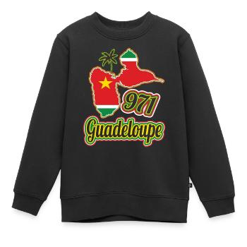 Flagge Karte von Guadeloupe - Kinder Premium Organic Sweatshirt - Schwarz - Vorne - AI Model Kid Female (0cm)