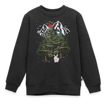 Alpen Hase Winter Schneefall Weihnachten Kaninchen - Kinder Premium Organic Sweatshirt - Schwarz - Vorne - AI Model Kid Female (0cm)