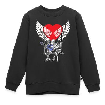 Romantik Valentinstag Liebe Skelett Valentin Herz - Kinder Premium Organic Sweatshirt - Schwarz - Vorne - AI Model Kid Female (0cm)