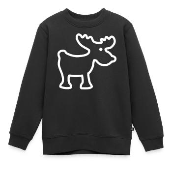 Süßer Elch - weiße Kontur - Kinder Premium Organic Sweatshirt - Schwarz - Vorne - AI Model Kid Female (0cm)