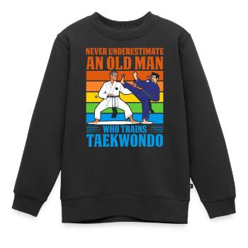 Unterschätzen Sie niemals einen alten Mann, der trainiert - Kinder Premium Organic Sweatshirt - Schwarz - Vorne - AI Model Kid Female (0cm)
