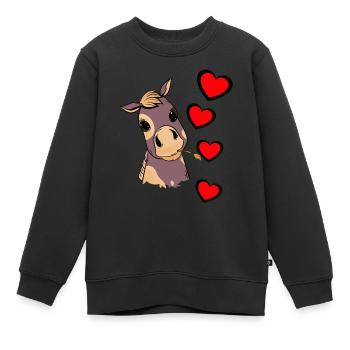 Fohlen Baby Pferd Herz Kind Geburtstagsgeschenk - Kinder Premium Organic Sweatshirt - Schwarz - Vorne - AI Model Kid Female (0cm)