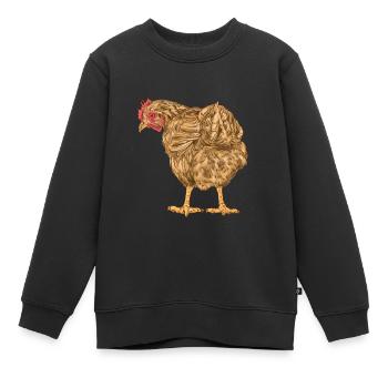 Poulet Volaille Volaille Ferme Oeufs d’oiseaux Bio - Sweat Premium enfant bio - noir - Devant - AI Model Kid Female (0cm)