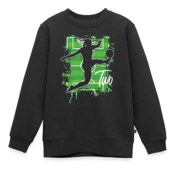 Footballeur Football 2ème Anniversaire - Sweat Premium enfant bio - noir - Devant - AI Model Kid Female (0cm)